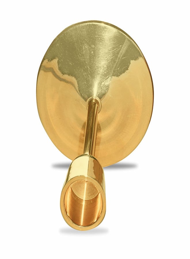 Pure Source India Heavy Weight Brass Tapper Candle Stand | Candle Holder, 4.5 inch, Gold - Image 3